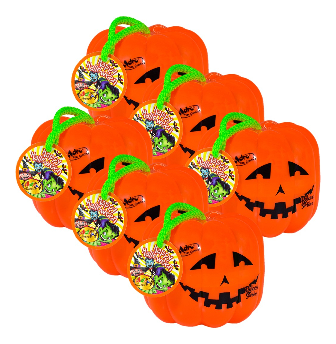 Calabaza Halloween Acrilica Con Dulces Adro 50 g X 6 Uds